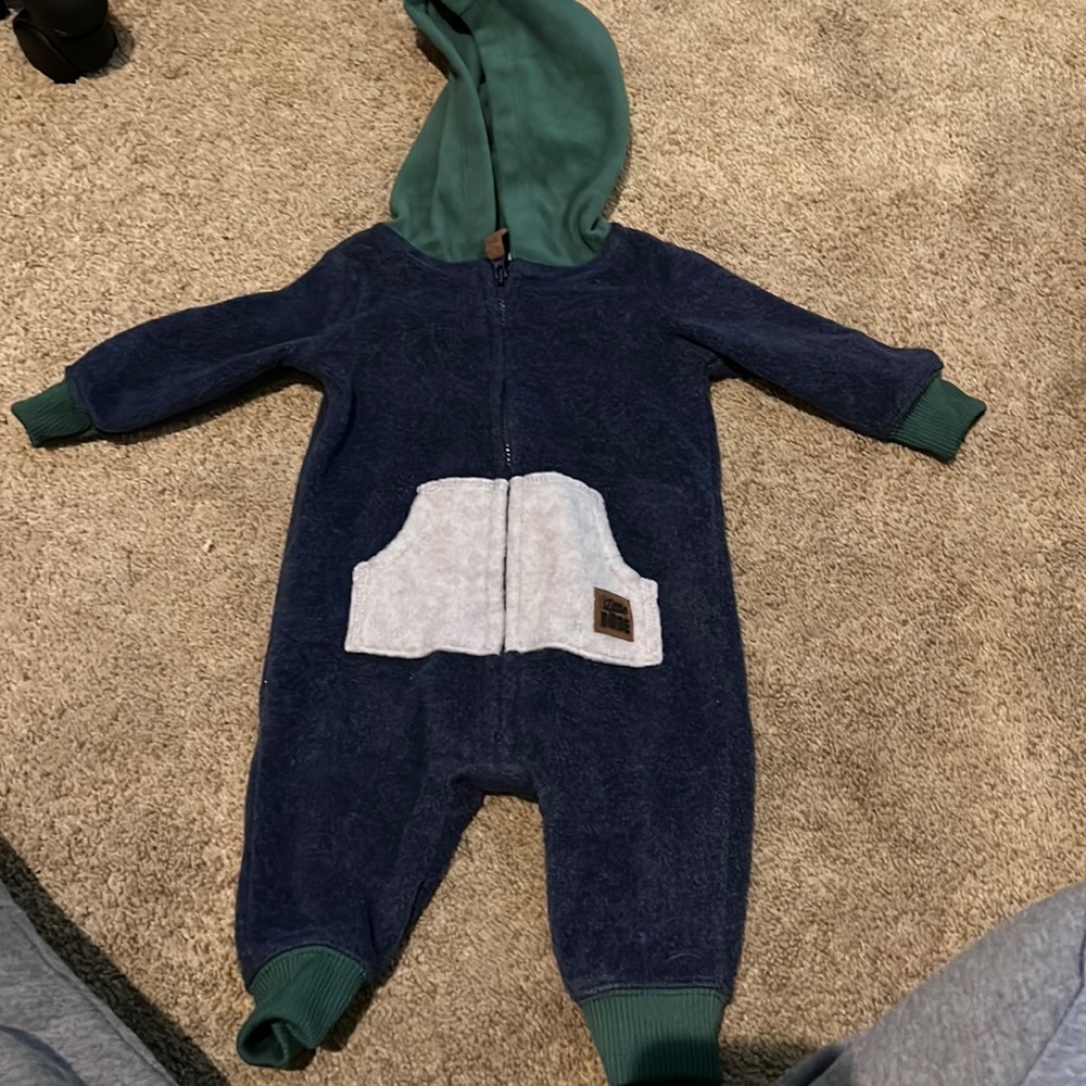3 month boys green and blue fleece